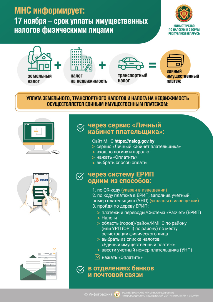 МНС информирует: 17 ноября - срок уплаты имущественных налогов физическими лицами
